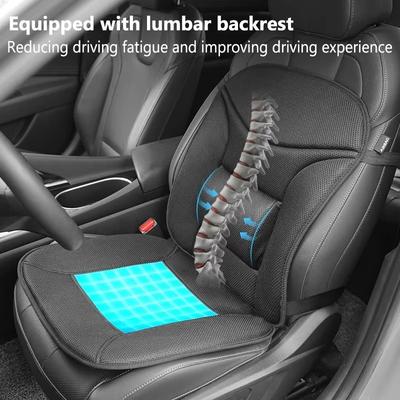 Car Seat Cushion Breathable Airmesh Fabric With Ice Gel, Four Seasons Universal Single Car Front Seat Cover With Lumbar Support