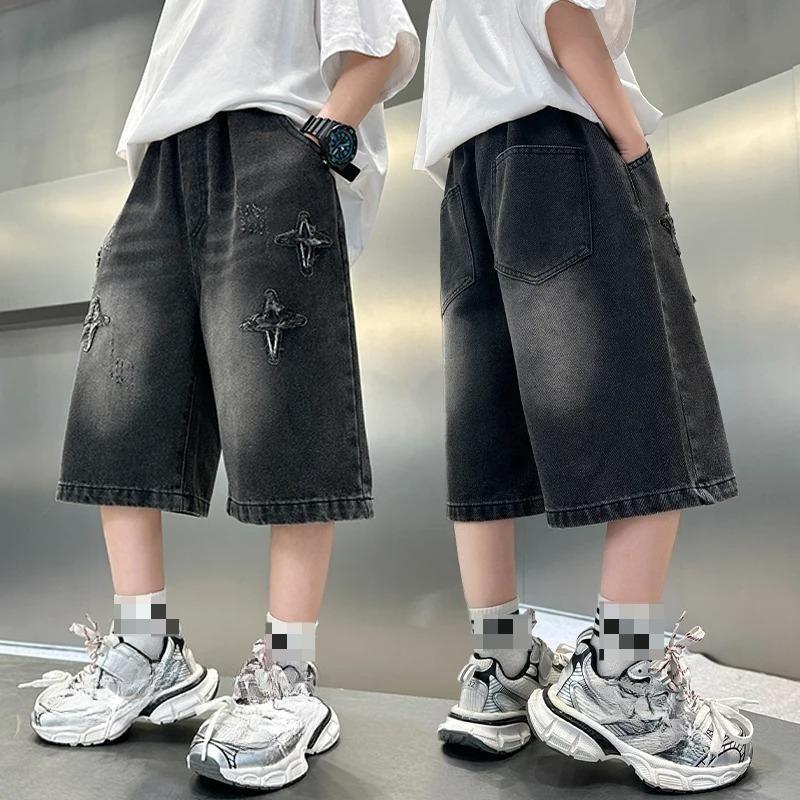 Arrivo Estivo Moda Ragazzi Pantaloncini di Jeans con Fantasia a Stelle Jeans Corti Casual per Bambini Bambini 5-14 Anni
