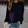 Women Sweatshirt Floral Print O Neck Loose Warm Lady Blouse for Daily Wear