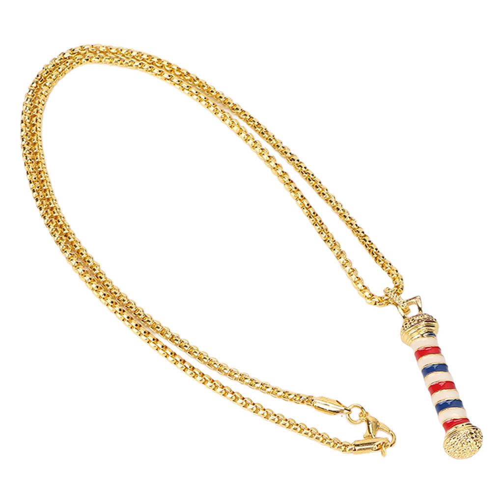 Necklace Barber Alloy Barber Shop Turn Light Pendant for Individuals and Hair SalonsGold