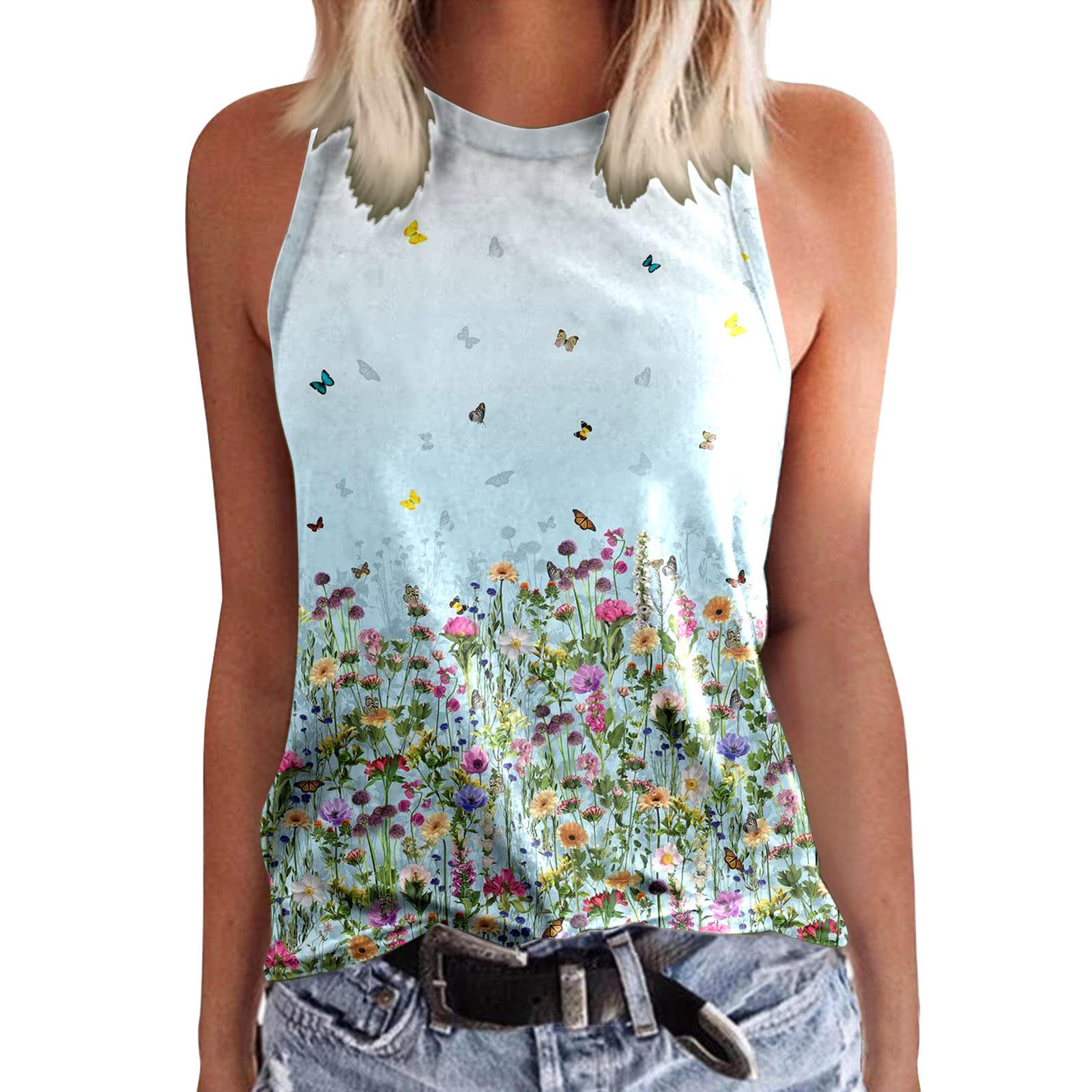 

Women s 3D floral printed sleeveless T-shirt, oversized round neck vest, streetwear, summer T-shirt, new fashion 4XL