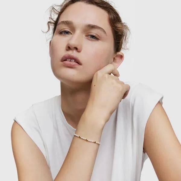 [TOUS] 18K Gold Vermeil Silver Gloss Pearl Bracelet 1004120800