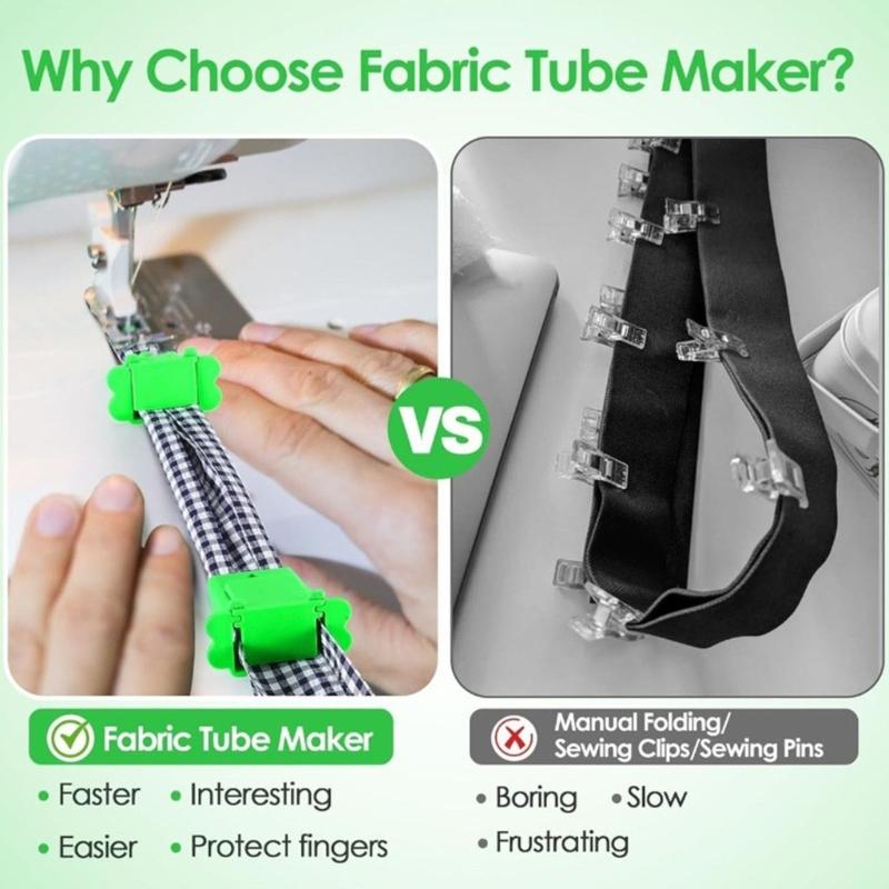 4Pcs Plastic Fabric Tube Maker Sewing Rolling Assistant Tool For Clothing Making Bedding Knitting And Crochet Project
