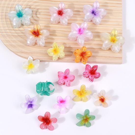 Kvinner Blomsterform Hårklo Anti-skli Design Gradient Farge Hårklemme Dusj Bading Tilbake Hode Haisklips Stylingtilbehør