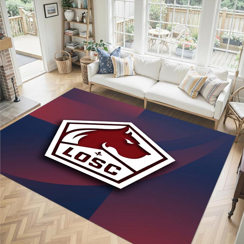 LOSC Lille FC Design Crystal Velvet Carpet Cozy Non?Slip Printed Rug For Bedroom Living Room Entrance