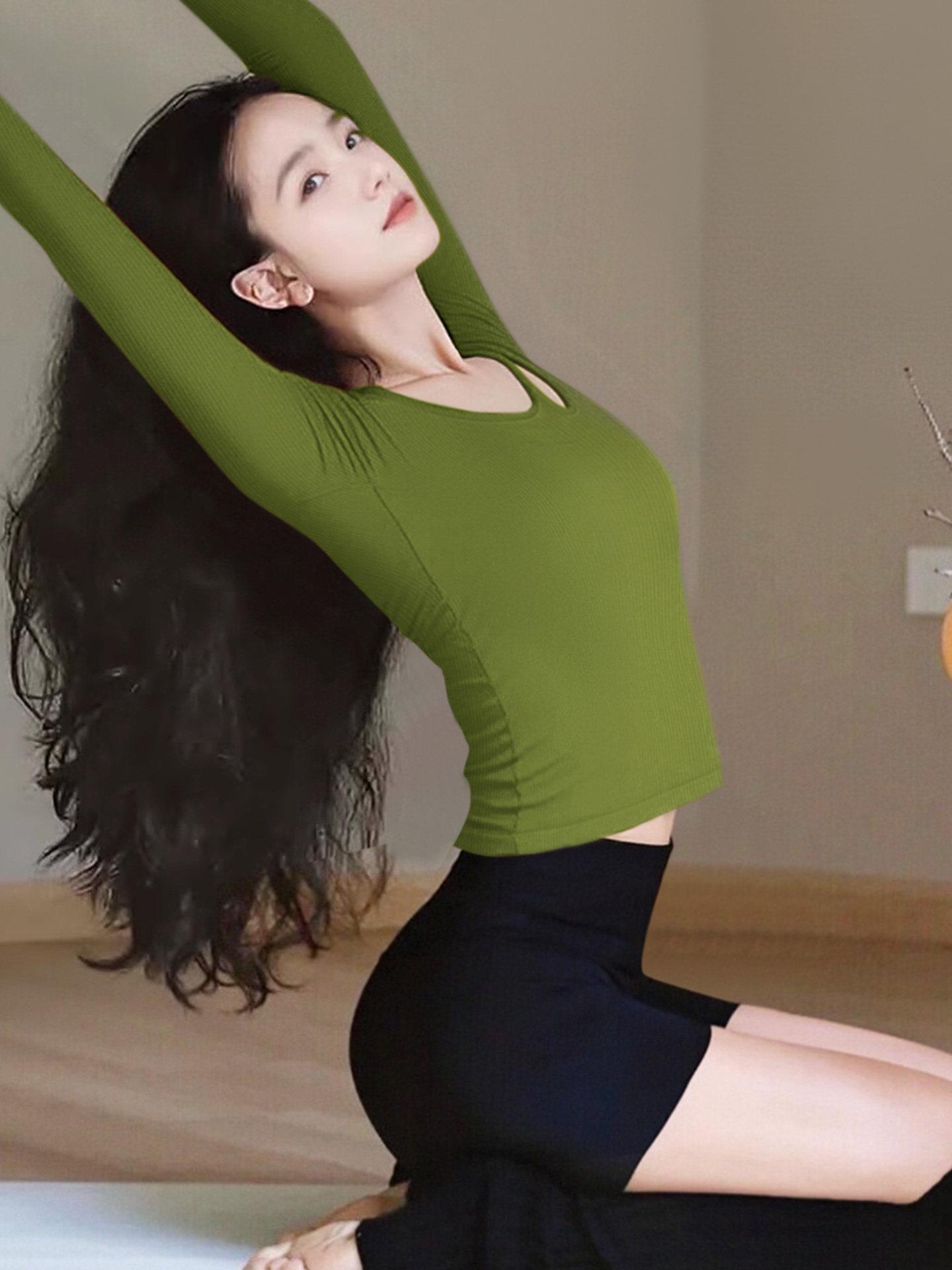 Shuangxi Women s High-End Pilates Top & Long Sleeve Fitness Set (2025) Large (L)