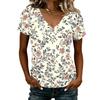 Women V Neck Short Sleeve T Shirt Floral Print Casual Loose Fit Lightweight Summer Top for Daily Wear Work Travel