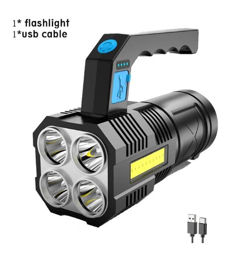 

High Power Rechargeable LED Flashlights 7/4LED Camping Torch With COB Side Light Lightweight Outdoor Lighting ABS Material 4LED 1500LM