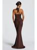 2025 Cross-Border Halter Deep V Evening Gown - Sexy Backless Long Pleated Dress