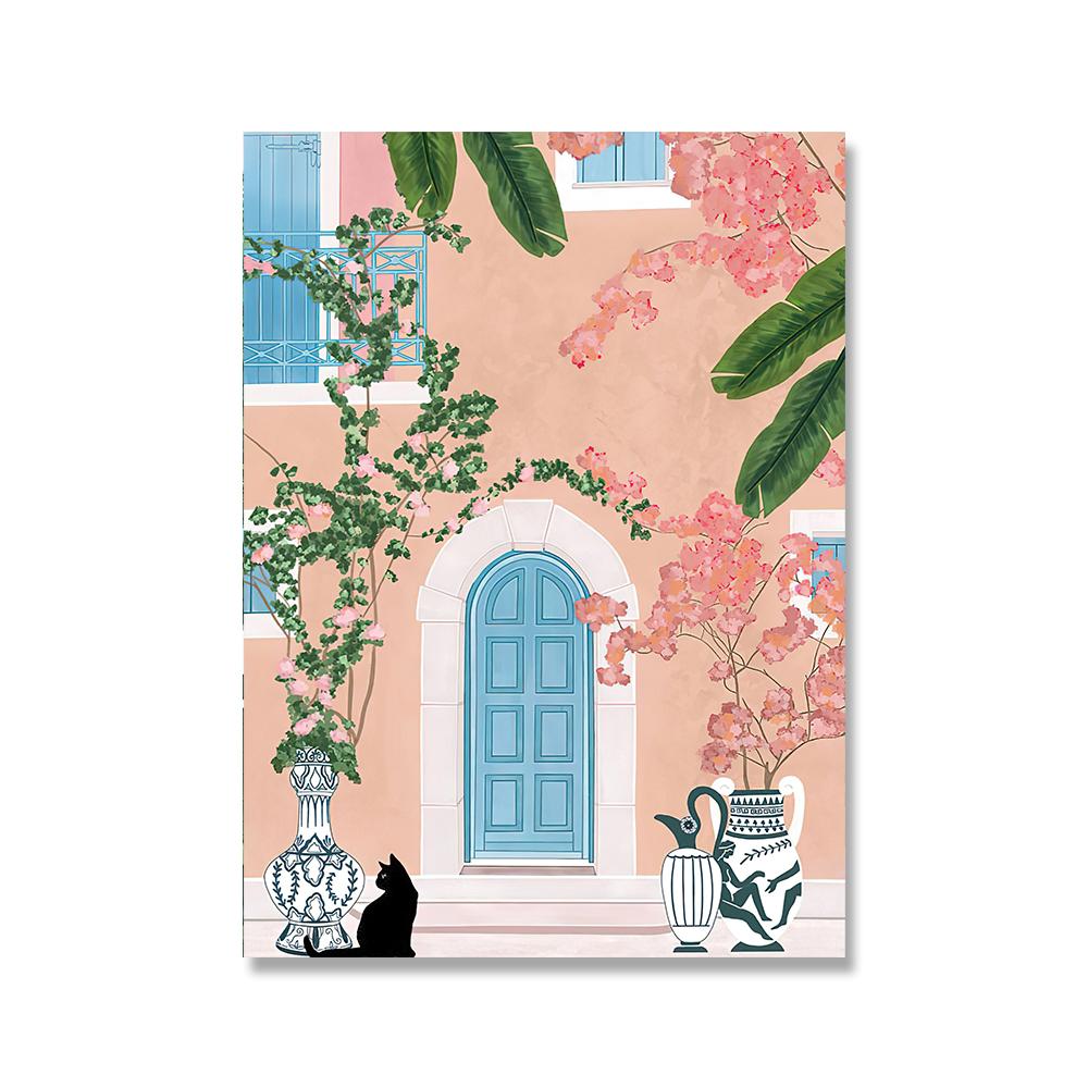 Marokko Frau Reise Wandkunst Leinwand Schwimmbad Tropisches Blatt Nordische Poster und Drucke Wandbilder für Wohnzimmerdekor