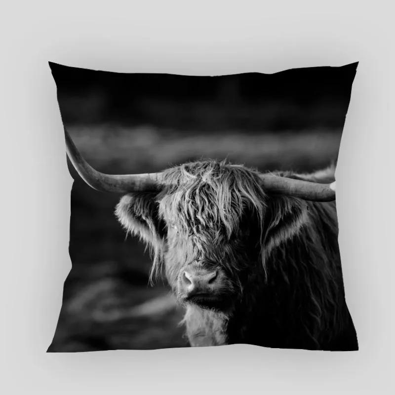 Highland Cow Pillow Cover Customize Pillowcase Modern Home Decorative Pillow Case For Living Room 45X45cm,40X40cm