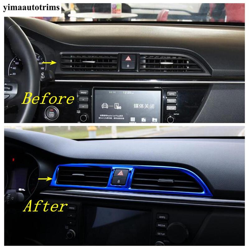 For Kia Rio 4 X-line 2017- Dashboard Front / Side Air AC Outlet Vent Panel Cover Trim Stainless Steel Accessories Interior