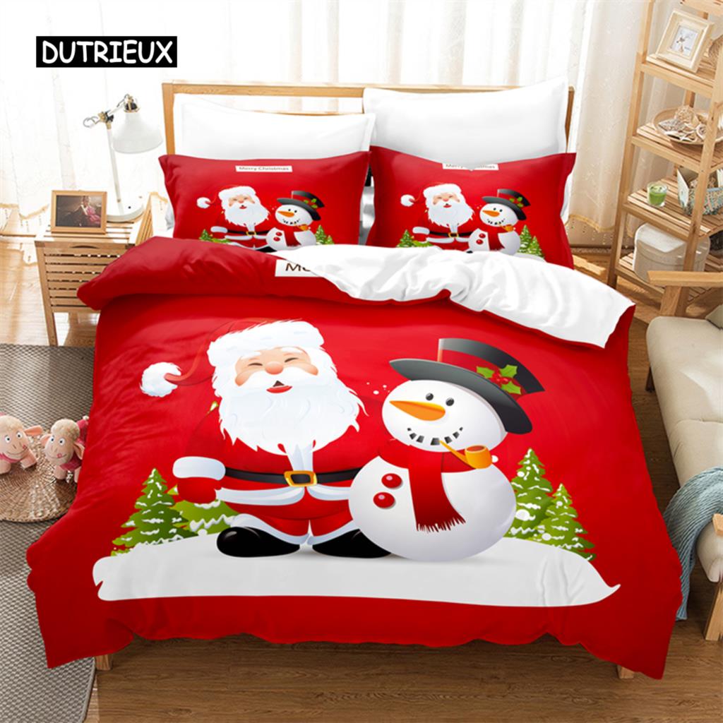 Red Christmas Bedding Set Duvet Cover Set 3d Bedding Digital Printing Bed Linen Queen Size Bedding Set Fashion Design