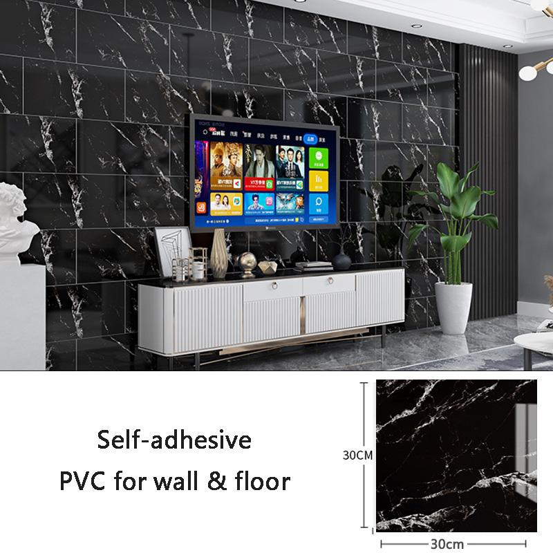 10pcs Wall Sticker PVC Imitation Ceramic Tile Wallpaper Waterproof Kitchen Bathroom Imitation Marble Renovation Background Decor