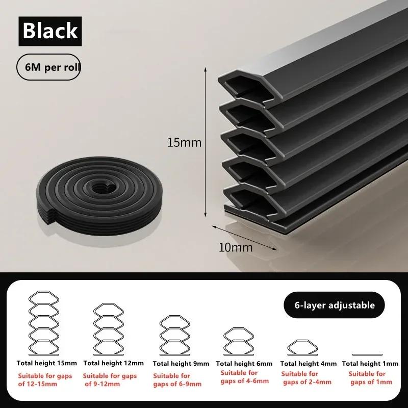 

Product Door Seam Sealing Strip Window Sealing Strip Anti Theft Door Entry Door Door Soundproof Windproof Soundproof Sticker New 6m чорний