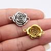 Flower Petal Connectors Botanical Themed Antique Bronze Zinc Alloy Jewelry Making Connect Charms Extender Connectors