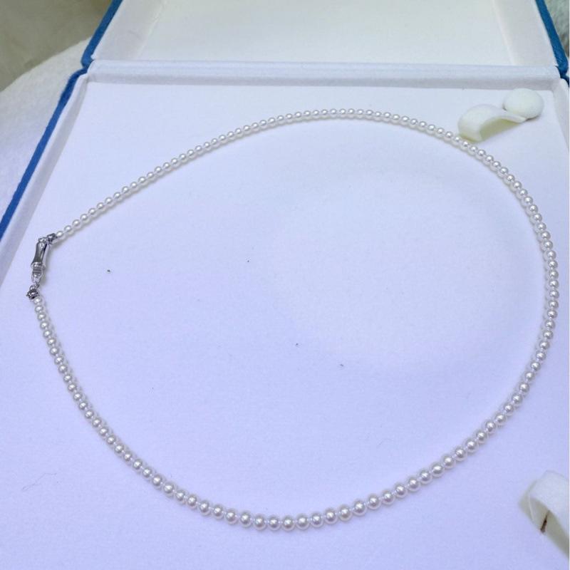 Zhuji Freshwater Pearl Clavicle Chain: 3-4mm Flawless Aurora Pearls with Sterling Silver Clasp - Versatile Summer Jewelry.