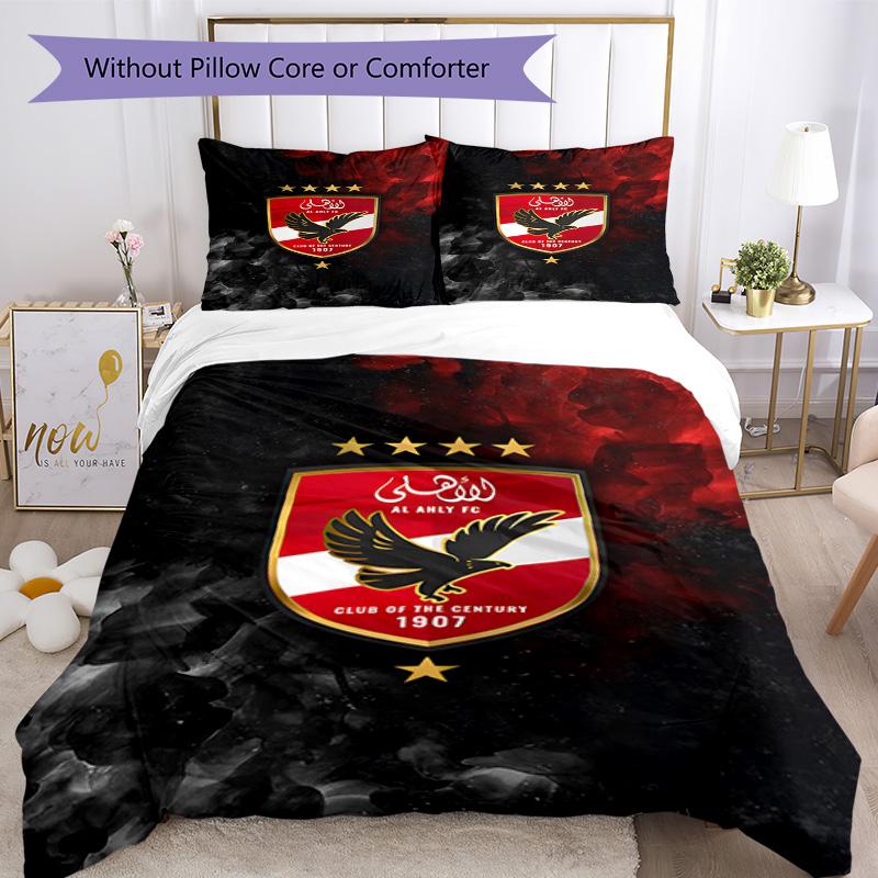 Ahly Football Club Printed Pattern Duvet Cover Set – Includes 1 Duvet Cover and 2 Matching Pillowcases Bedroom Decor Christmas Gifts