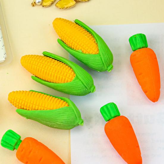 12 Stück Obst-Gemüse-Radiergummi Set Mini 3D Zitrone Tomate Aubergine Bleistift Radiergummi für Klassenzimmerpreise Geschenke Zubehör Schulanfang Partygeschenke