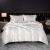 Solid Silk Bedding Set with Duvet Cover Bed Sheet Pillowcases Luxury Satin Single Double Bedsheet King Queen Twin Size
