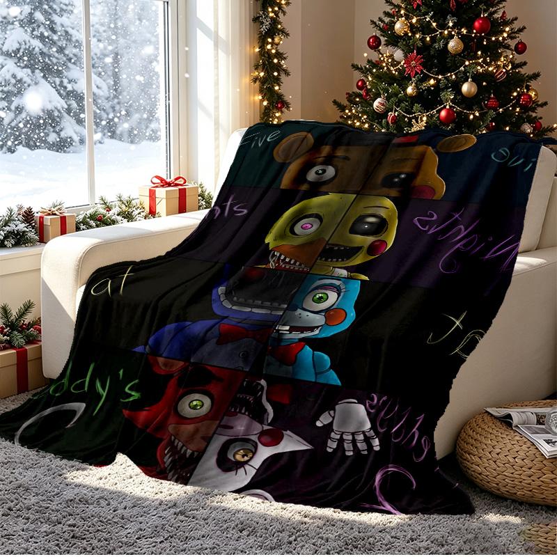 Five Nights At Freddy's Pattern Blanket for Home Decoration, Bed, Sofa, Car Travel, Camping, Suitable for All Seasons, Birthday Christmas Gift
