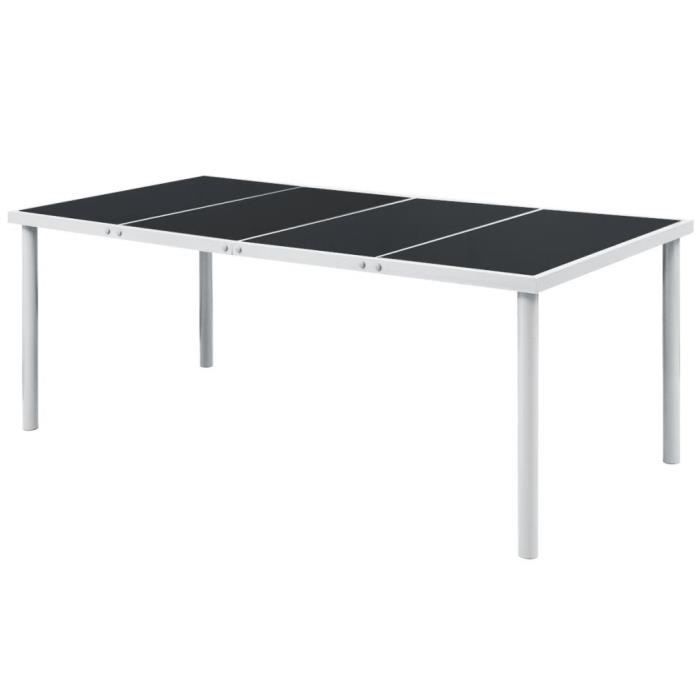 VidaXL Table de jardin 190x90x74 cm Noir Acier