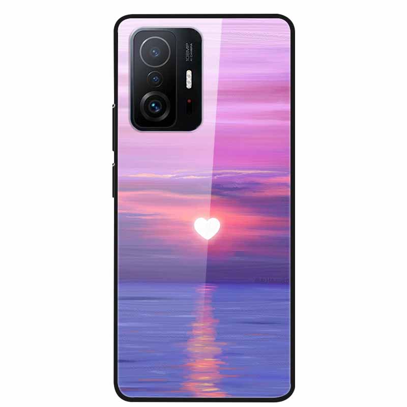 Case For Xiaomi 11T Pro Glass Hard Tempered Glass PC Phone Cover For Xiaomi Mi 11T 11 T Pro Shockproof Landscape Cute Capa Coque