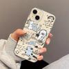 Line Music Cat Is Suitable for Apple 17 Transparent Case 16 All-inclusive Fine Hole iPhone15promax Anti-drop Protective Case.