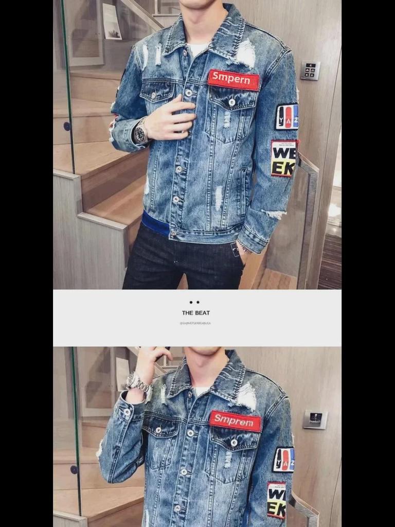 Men's Trendy Embroidered Denim Jacket - European/American Street Style Retro Loose-Fit Versatile Coat