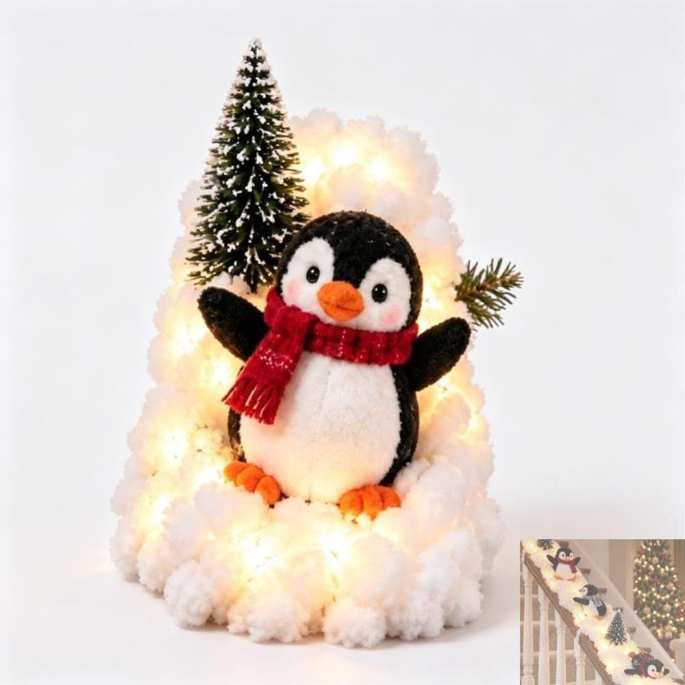 Illuminating Christmas Stair Snow Decor 40*20cm Snow Scene Decoration Party Decoration