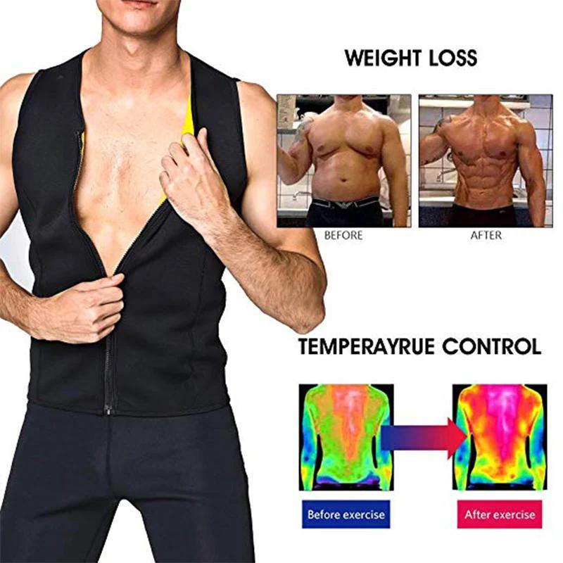 Muži Body Shaper Pas Trenér Sauna Oblek Pot Vesta Hubnutí Spodní prádlo Hubnutí Košile Spalovač tuků Cvičení Tílka Tvarové oblečení