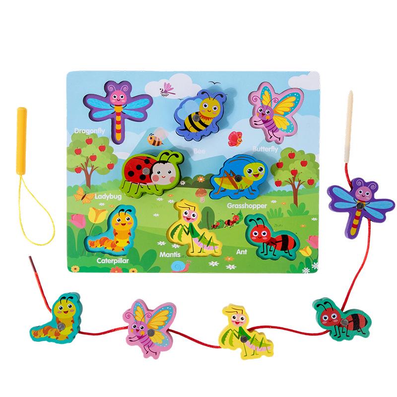 Animal Matching Magnetic Wooden Lacing Puzzle for Kids Ages 3-6