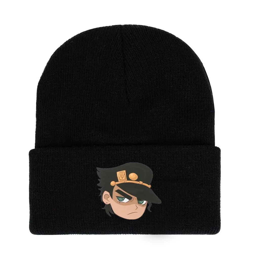 Anime Hat JoJo's Bizarre Adventure Kujo Jotaro Costume Cosplay Adult Kids Cap Casual Embroidery Knitted Hat Gifts Prop