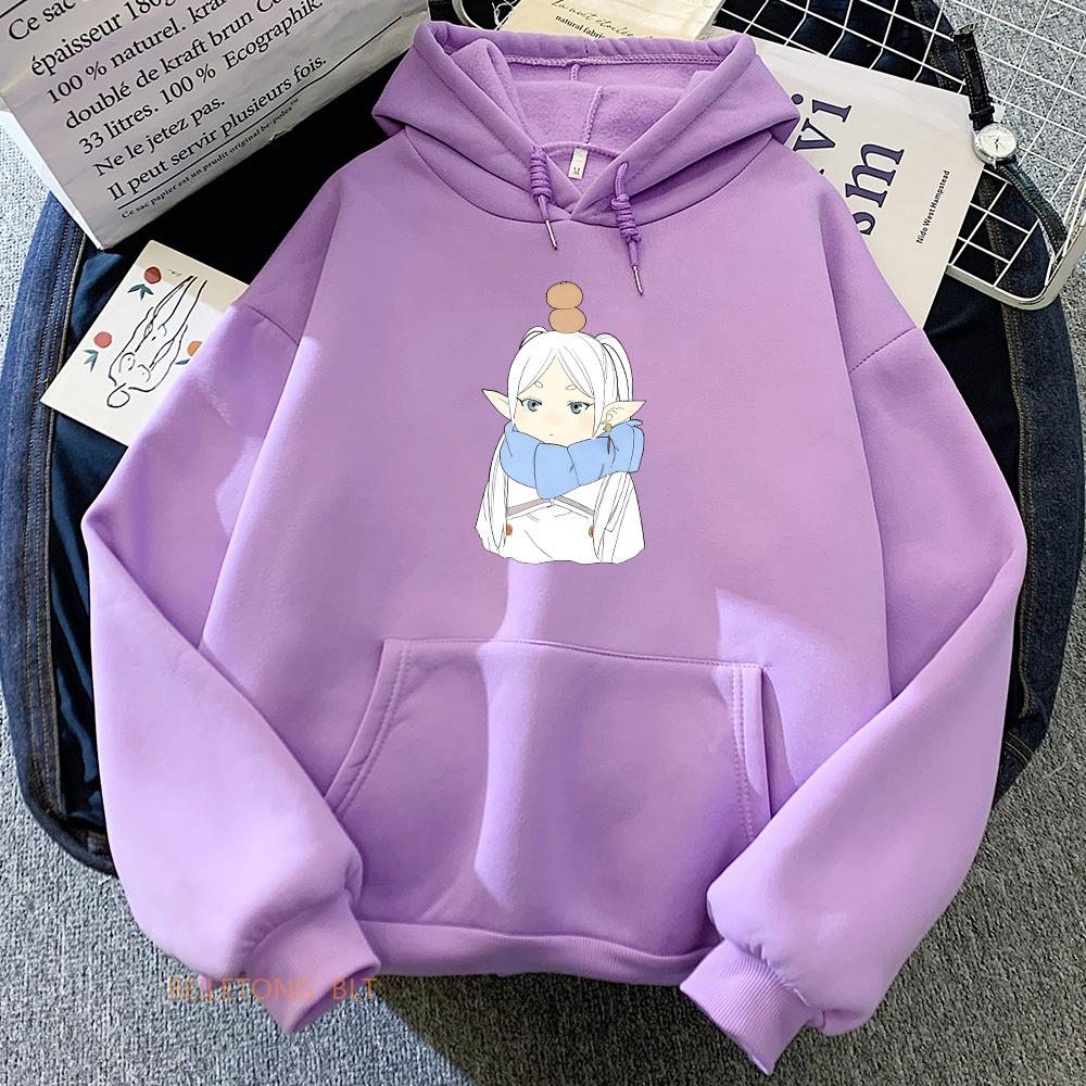 

Толстовки с принтом аниме Sousou No Frieren Beyond Journey, мужские и женские толстовки с капюшоном, зимние флисовые свитера больших размеров с капюшоном XL