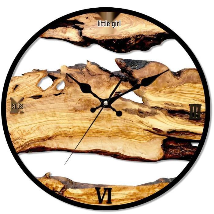 Nordic Minimalist Wood Grain Acrylic Silent Wall Clock for Living Room Decor