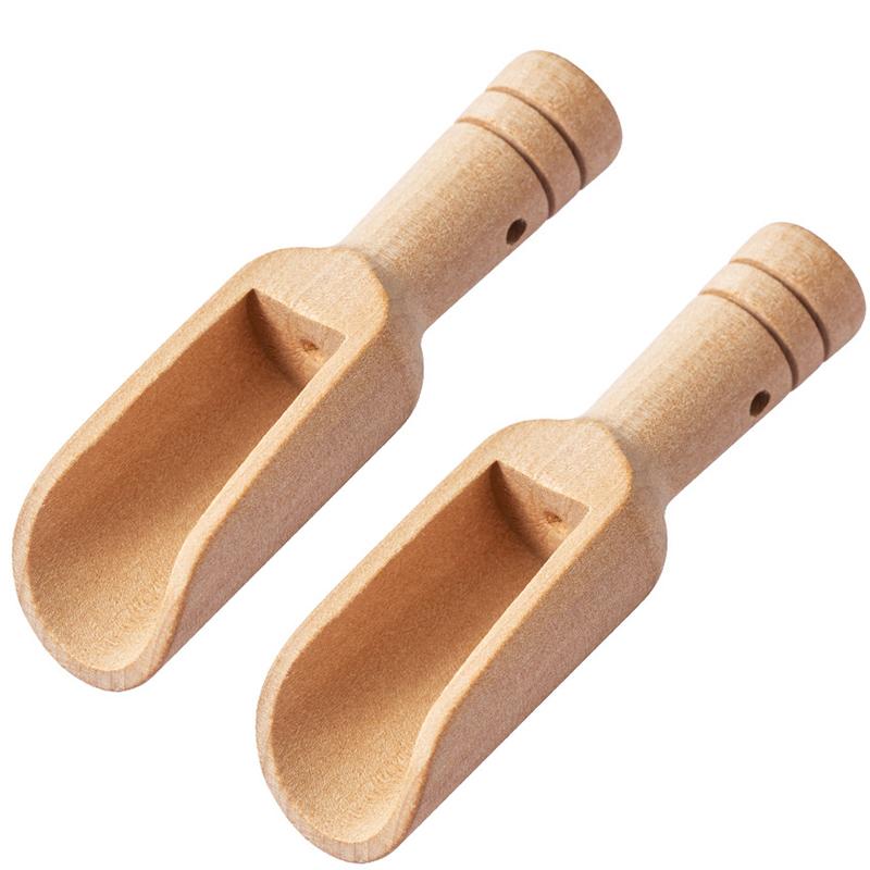 

LMETJMA 2Pcs Mini Wooden Spoons Small Bath Salt Scoop Natural Beech Wood Scoop Small Spice Spoons For Sugar Scrubs Cereal JT557 красный