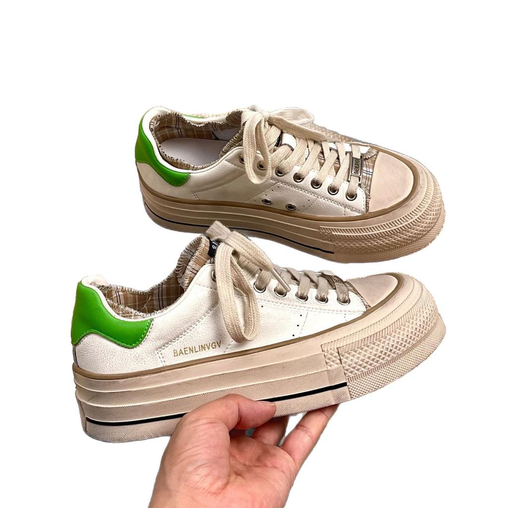 thick-soled casual board shoes for women, polished and old, niche design sense, color matching shoes, trendy shoes for women