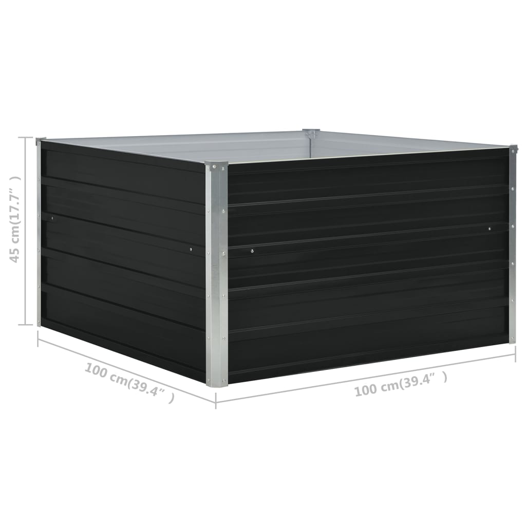 Raised Garden Bed 100*100*45 Cm Galvanised Steel Anthracite