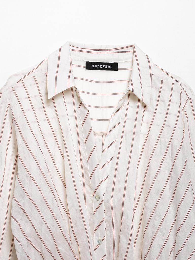 Spring 2025 Women's European-American Striped Knot Shirt