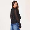 J25TP327 Women's Deep V Chiffon Long Sleeve Top with Flowing Collar and Scarf