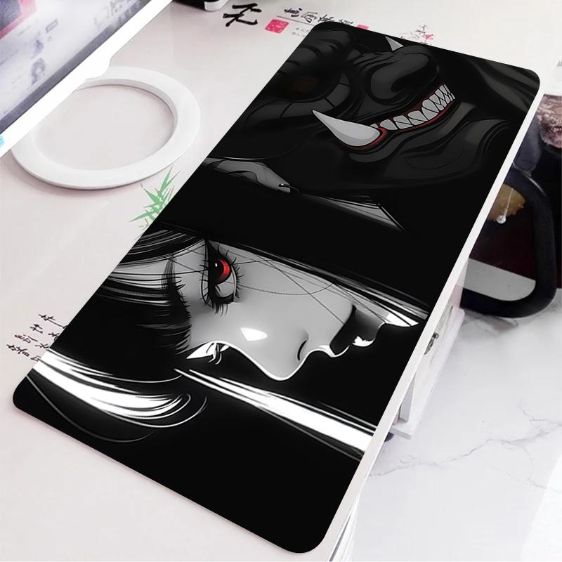 Black and White Anime Girl Table Mat Large Mouse Pad Office Keyboard Edge Locking Desk Mat Gaming Accessories Nonslip Mousepad