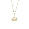 Small Apricot Leaf Necklace Women'S Micro-Inlaid Zircon Opal Pendant Titanium Steel Clavicle Chain High-End Simplicity