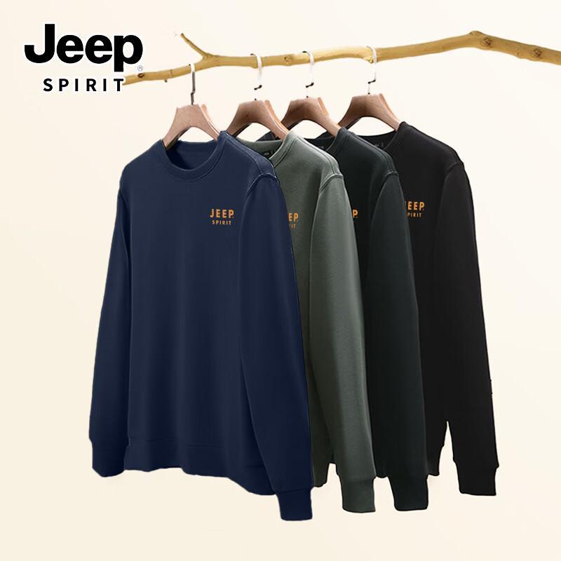 JEEP SPIRIT Men's & Couple's Loose Fit Round Neck Knit Sweatshirt