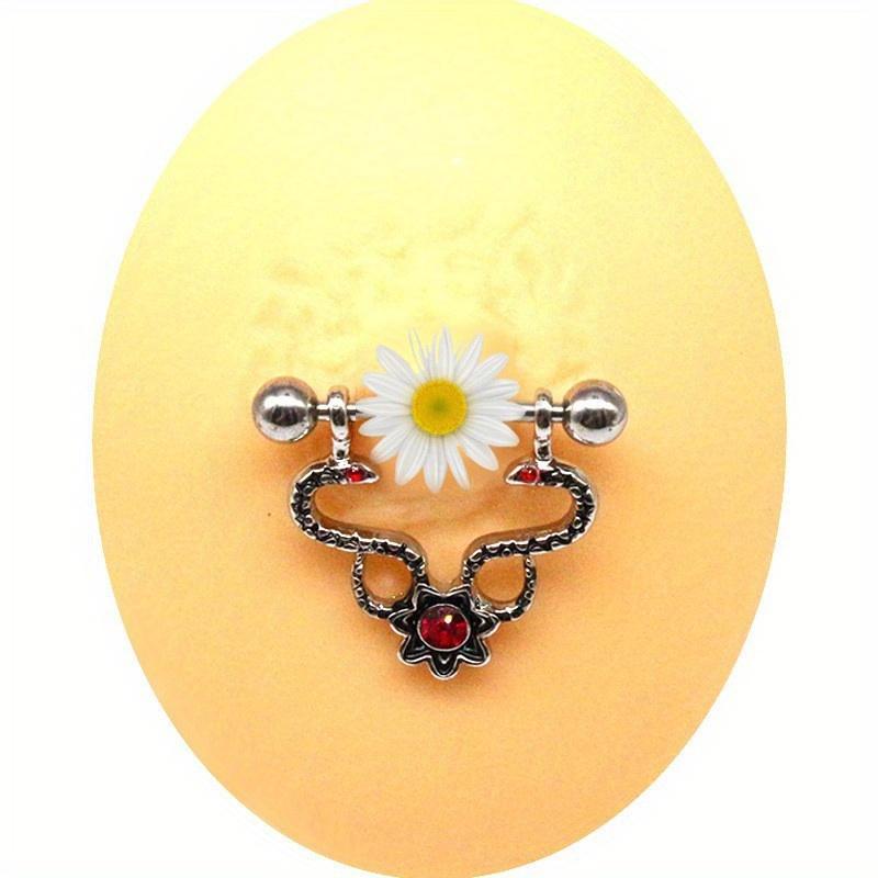 2pc Skull Nipple Ring Demon Nipple Ring Rose Chest Serpentine Nipple Ring Body Piercing Jewelry