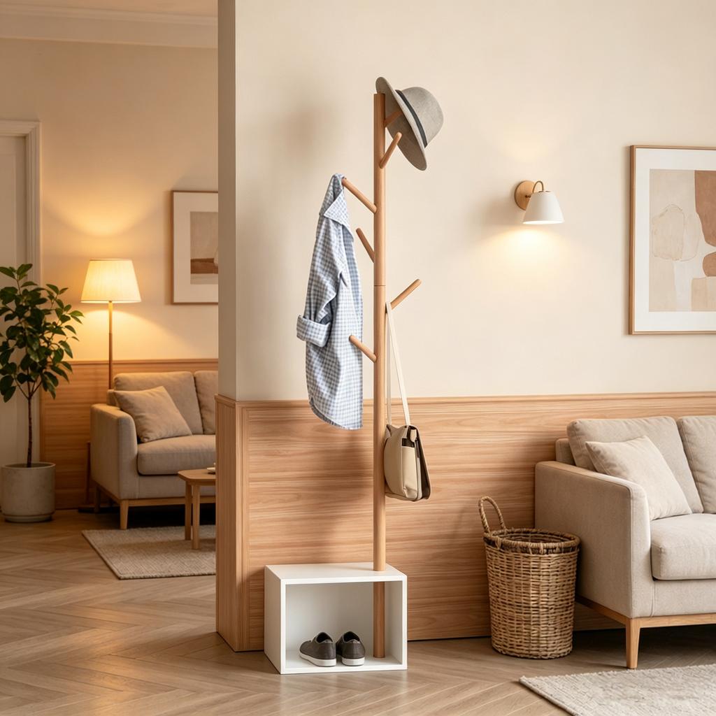 Storage Unit for Coat Rack, Contemporary Style Coat Rack, Coat Rack with Rectangular Bench, Bedroom Coat Rack (only with Coat Rack)