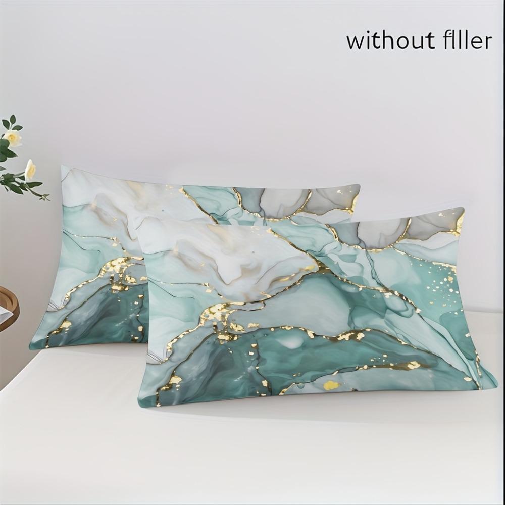 3ocs Bedding Set Green Gilding Marble Texture Print Cozy Duvet Cover Set King Queen Twin Single Size Birthday Gift Bedroom Decor