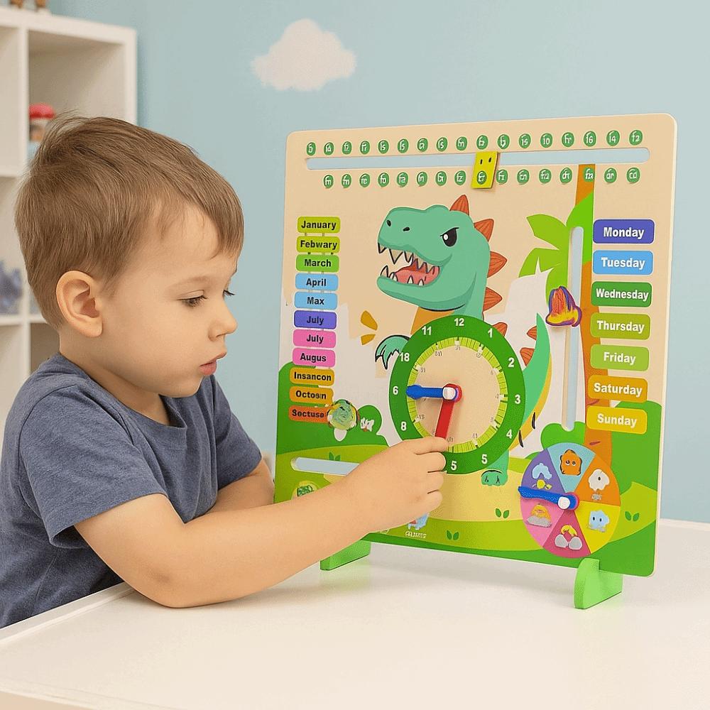 Early Education Daily Calendar Teaching Clock Puzzle Kids Wooden Montessori Toys  Party Trip