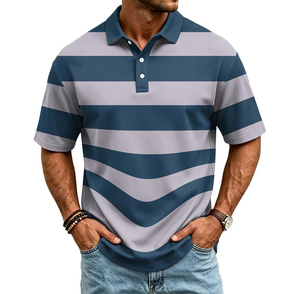 Men's Casual Quick Dry Mesh Golf Polo Shirt Breathable Lightweight Short Sleeve Button Down Collar Top for Outdoor Sports