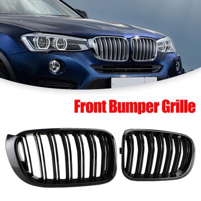 Gloss Black Front Bumper Kidney Grille Grill Fit BMW X3 X4 F25 F26 2014-2017
