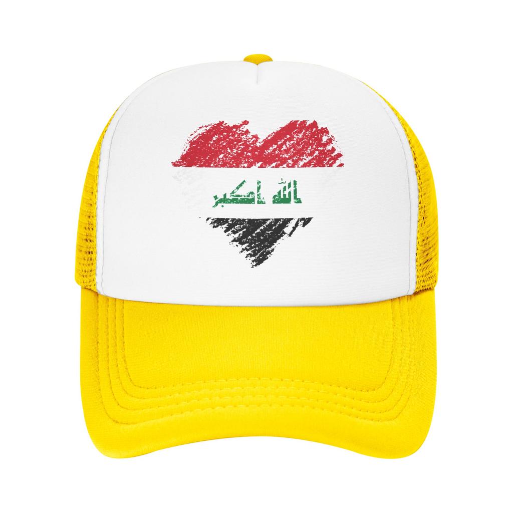 Iraq Flag Iraqi Mesh Baseball Caps Unisex Women Fitted Trucker Hat Hats Adjustable Polyester Sun Caps Summer Trucker Cap